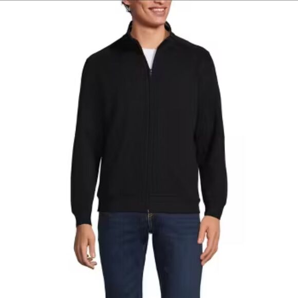 Brunella Gori Men's Merino Wool Black Full-Zip Cardigan Sweater Size L - Picture 1 of 10